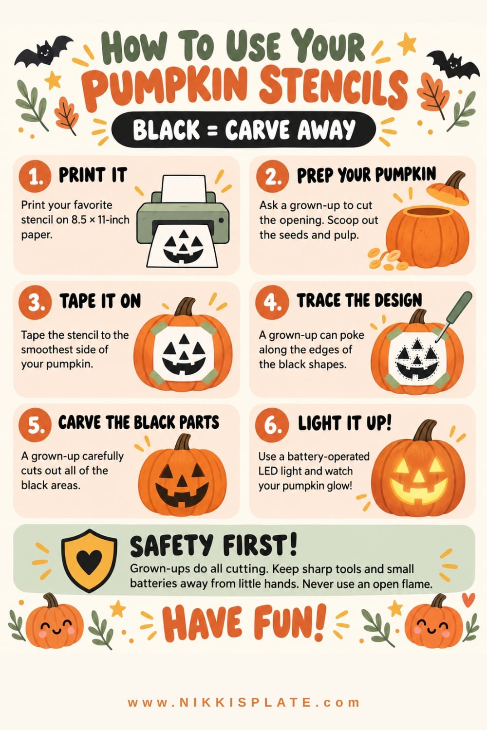 Pumpkin carving stencil instructions for kids
