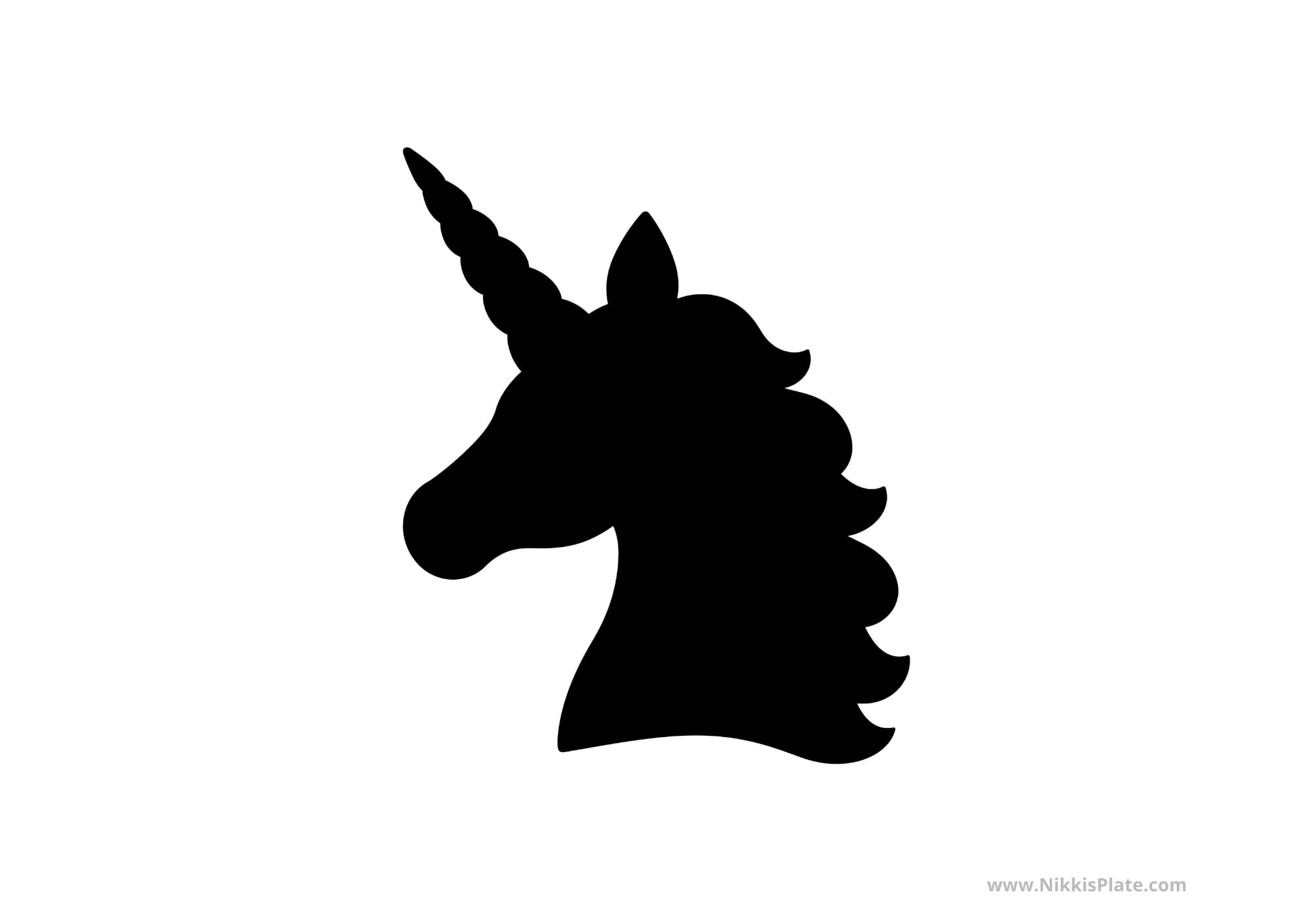 Cute unicorn silhouette pumpkin carving stencil for children.
