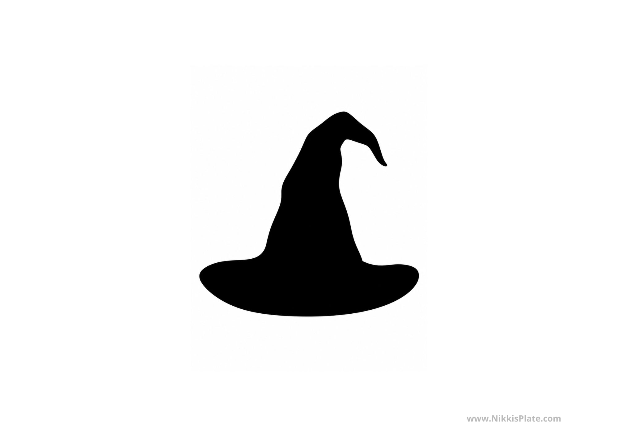 Simple witch hat pumpkin carving stencil for kids and Halloween pumpkins.