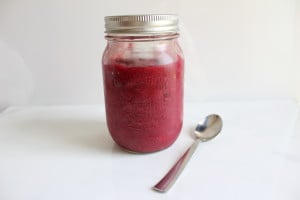 Healthy Strawberry Rhubarb Jam - old photo Chia seeds added for thickness. || Nikki's Plate
