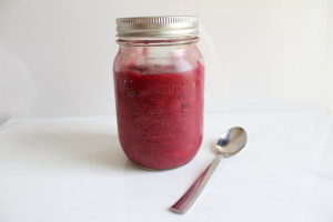 Healthy Strawberry Rhubarb Jam - old photo Chia seeds added for thickness. || Nikki's Plate