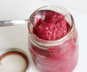 Healthy Strawberry Rhubarb Jam - old photo. || Nikki's Plate