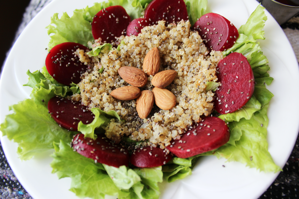 Beet and Quinoa Summer Salad; fresh crunchy and sweet salad packed with protein and healthy grains. Vegan, Dairy Free, Dairy Free and refined sugar free!