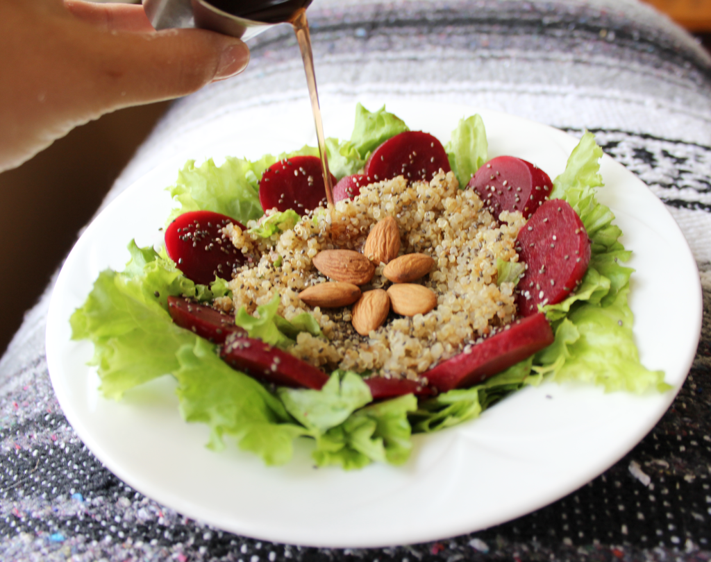 Beet and Quinoa Summer Salad; fresh crunchy and sweet salad packed with protein and healthy grains. Vegan, Dairy Free, Dairy Free and refined sugar free!