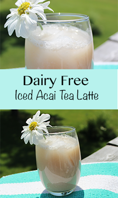 Here's a dairy free iced acai tea latte recipe! This refreshing iced tea drink is perfect for summer mornings