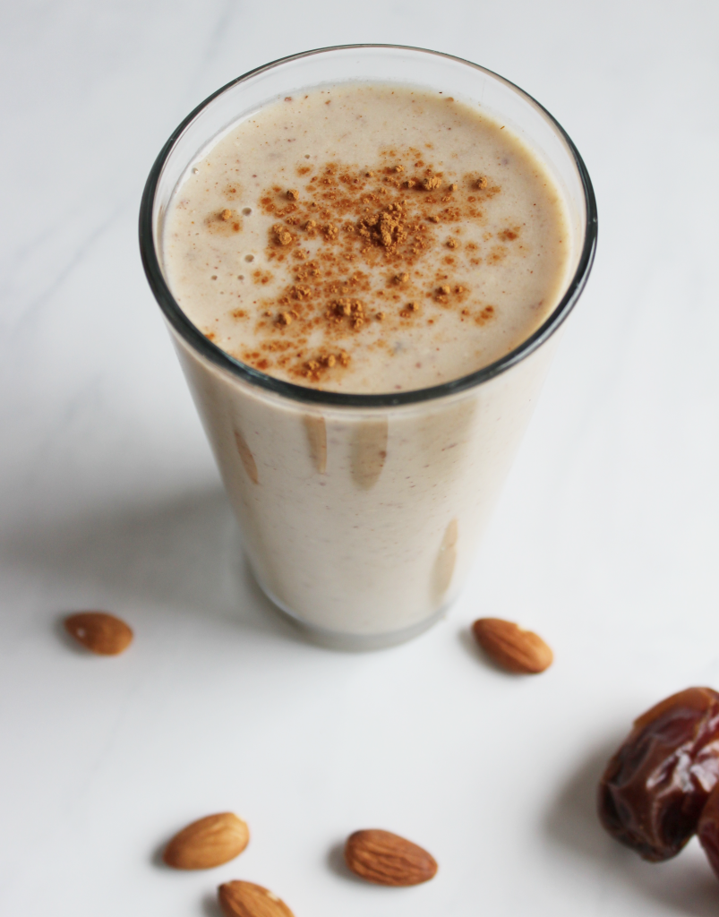 This vegan almond butter and date smoothie is packed with healthy vitamins and protein