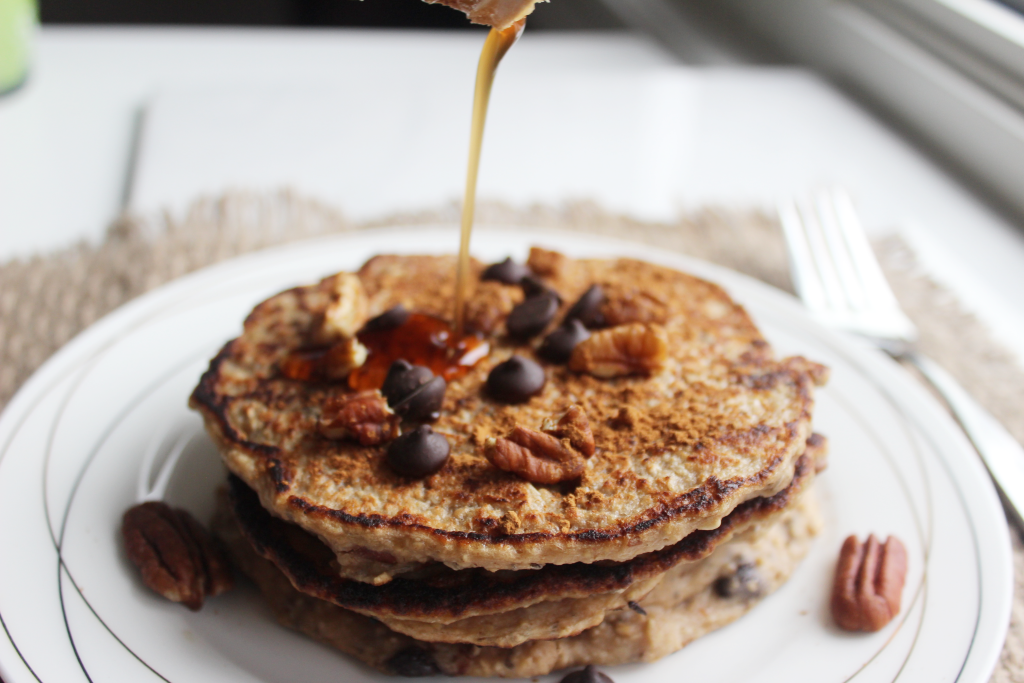 Peanut butter and pecan pancakes are a sinfully sweet but healthy breakfast that's satisfying and delicious