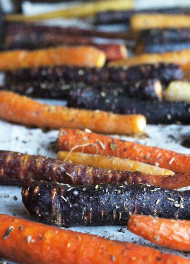 Rainbow Balsamic Carrots; Easy and healthy side dish with balsamic, parsley and rosemary flavours. Vegan and gluten free 