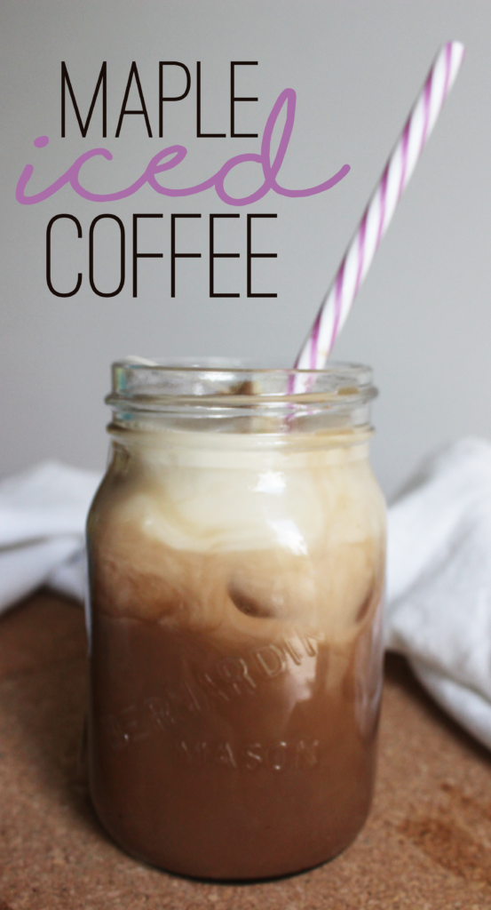 Maple Iced Coffee with creamer; a healthy dairy free and refined sugar free cold morning breakfast beverage! {Vegan & Gluten Free}