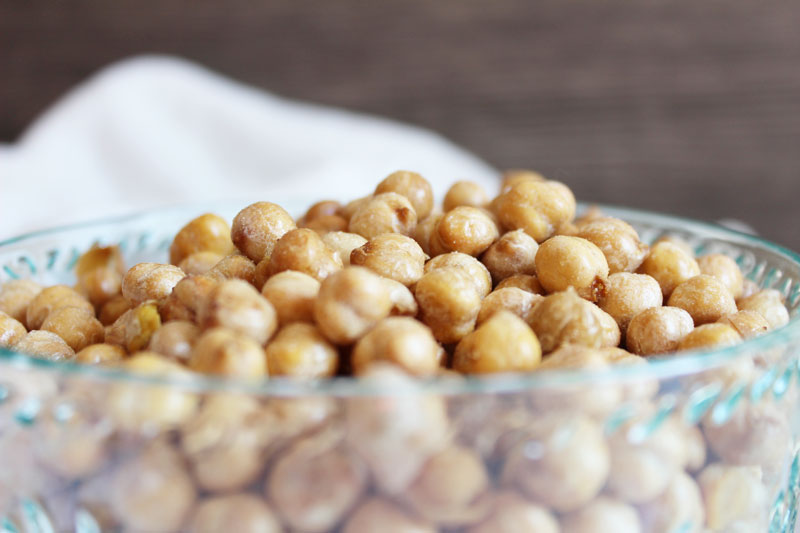 Roasted Salt and Vinegar Chickpeas in a bowl, crunchy brown and gluten free