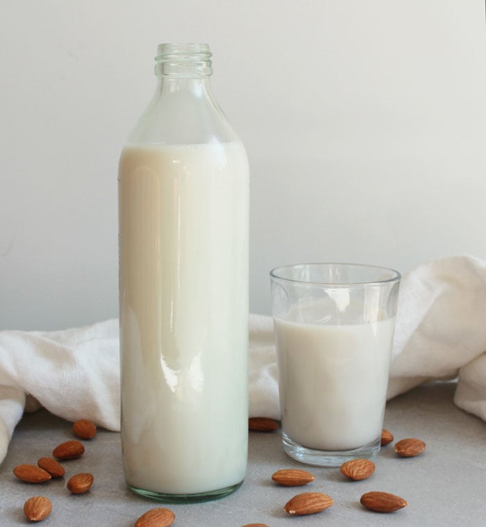 This pumpkin spice almond milk is vegan, gluten free and completely homemade! Makes a perfect fall dairy free beverage to add to your fridge!