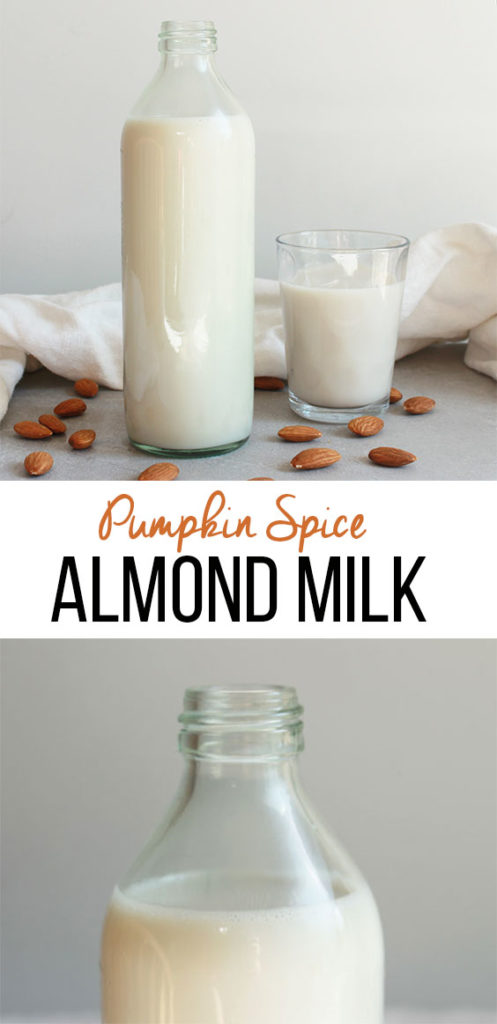 Pumpkin Spice Almond Milk; vegan, dairy free, gluten free homemade. Milk alternative. Spiced for the fall season! Bring on autumn.