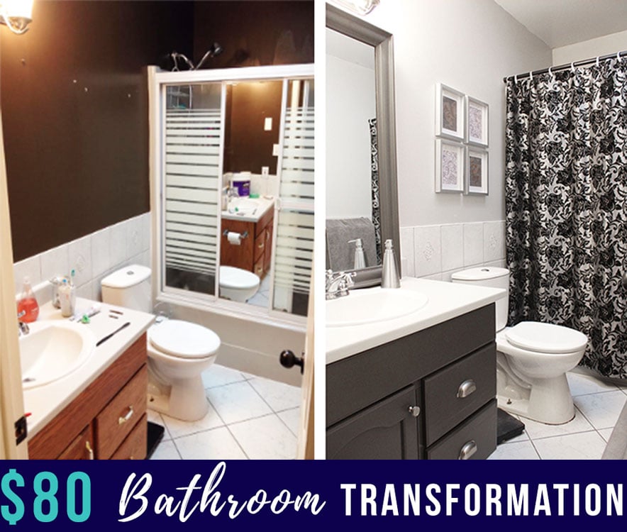 Here's how we updated our old and outdated bathroom on an $80 budget!