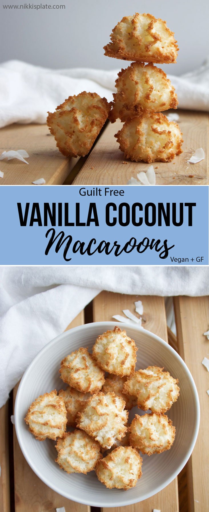 Guilt Free Vanilla Coconut Macaroons {Vegan + Gluten Free} - www.nikkisplate.com