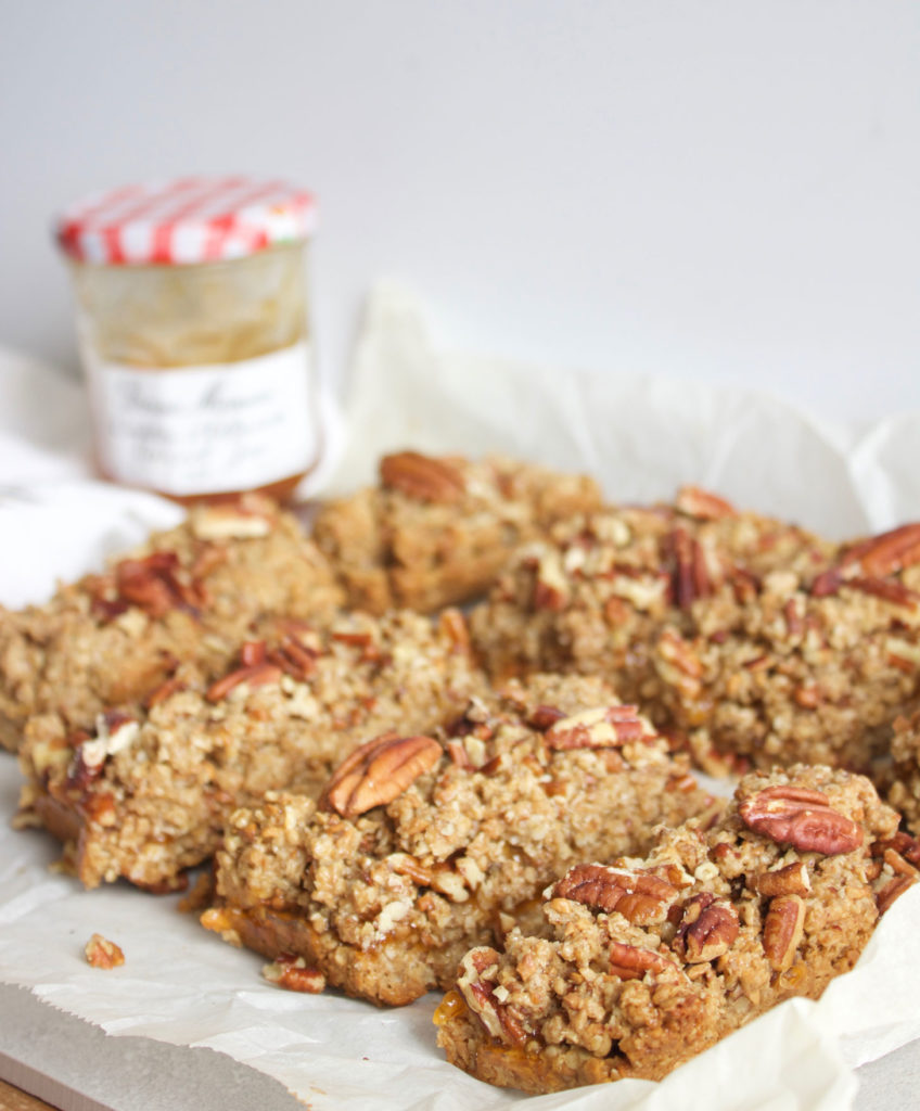 Salted Pecan and Apricot Breakfast Bars - Perfect Mothers Day Breakfast! #sayitwithhomemade @bonnemamanus www.nikkisplate.com