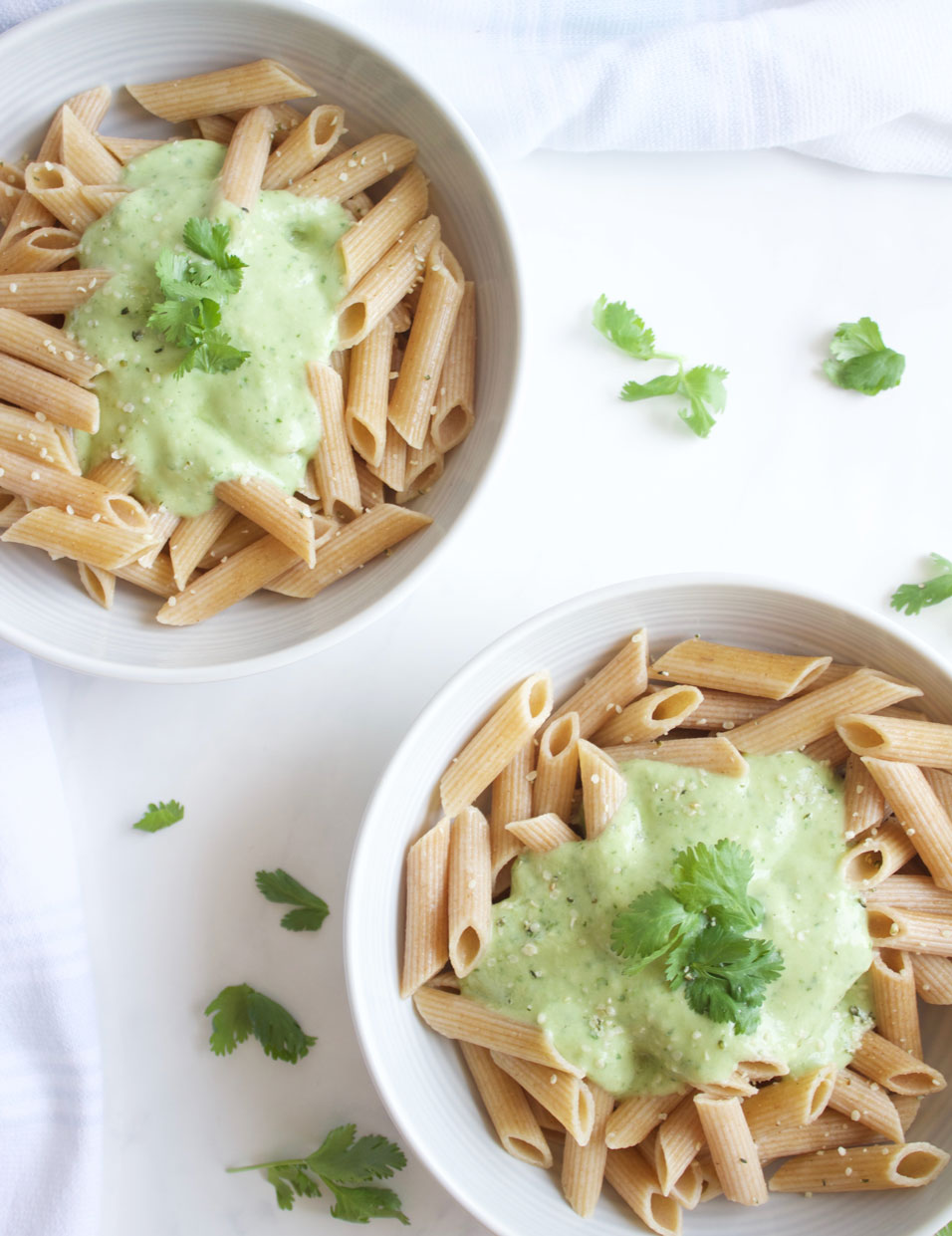 Creamy Cilantro and Avocado Penne {Gluten Free and Vegan} www.nikkisplate.com