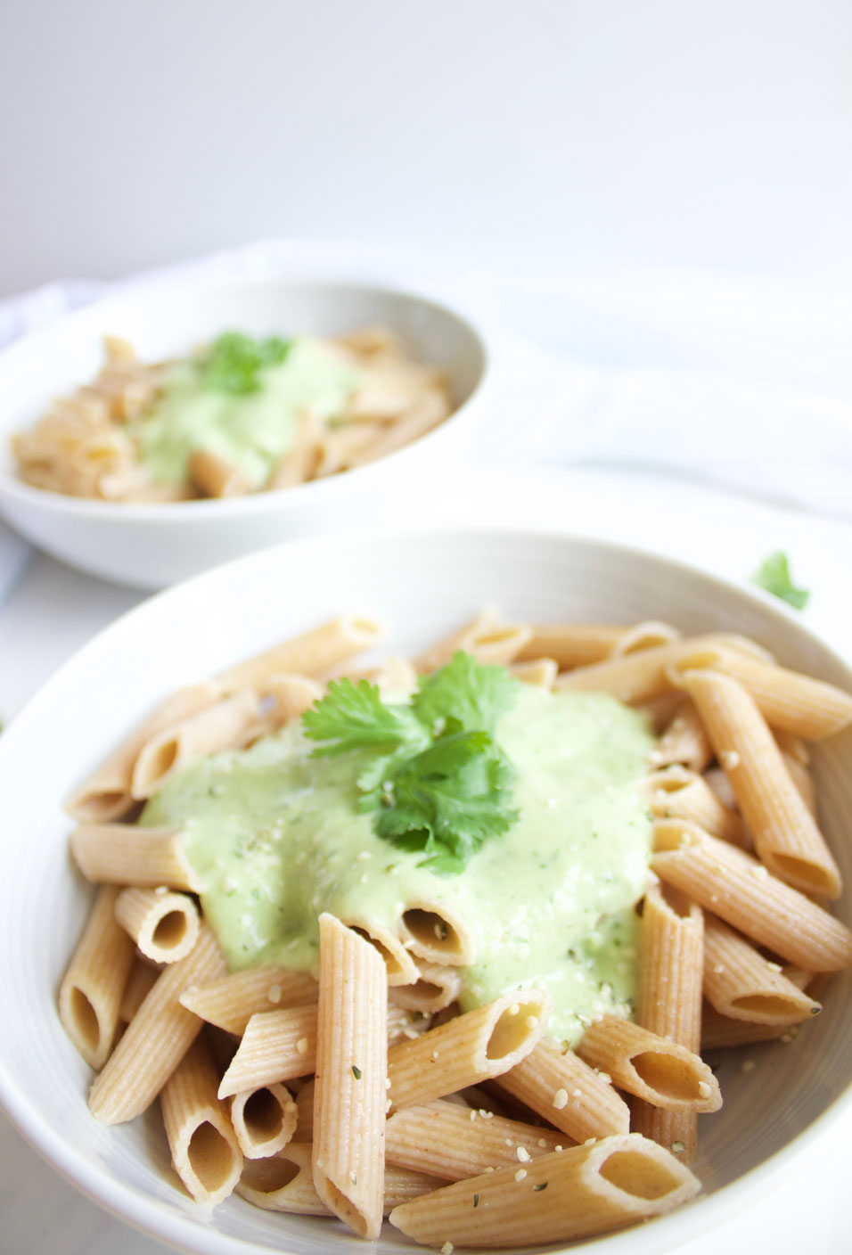 Creamy Cilantro and Avocado Penne {Gluten Free and Vegan} www.nikkisplate.com