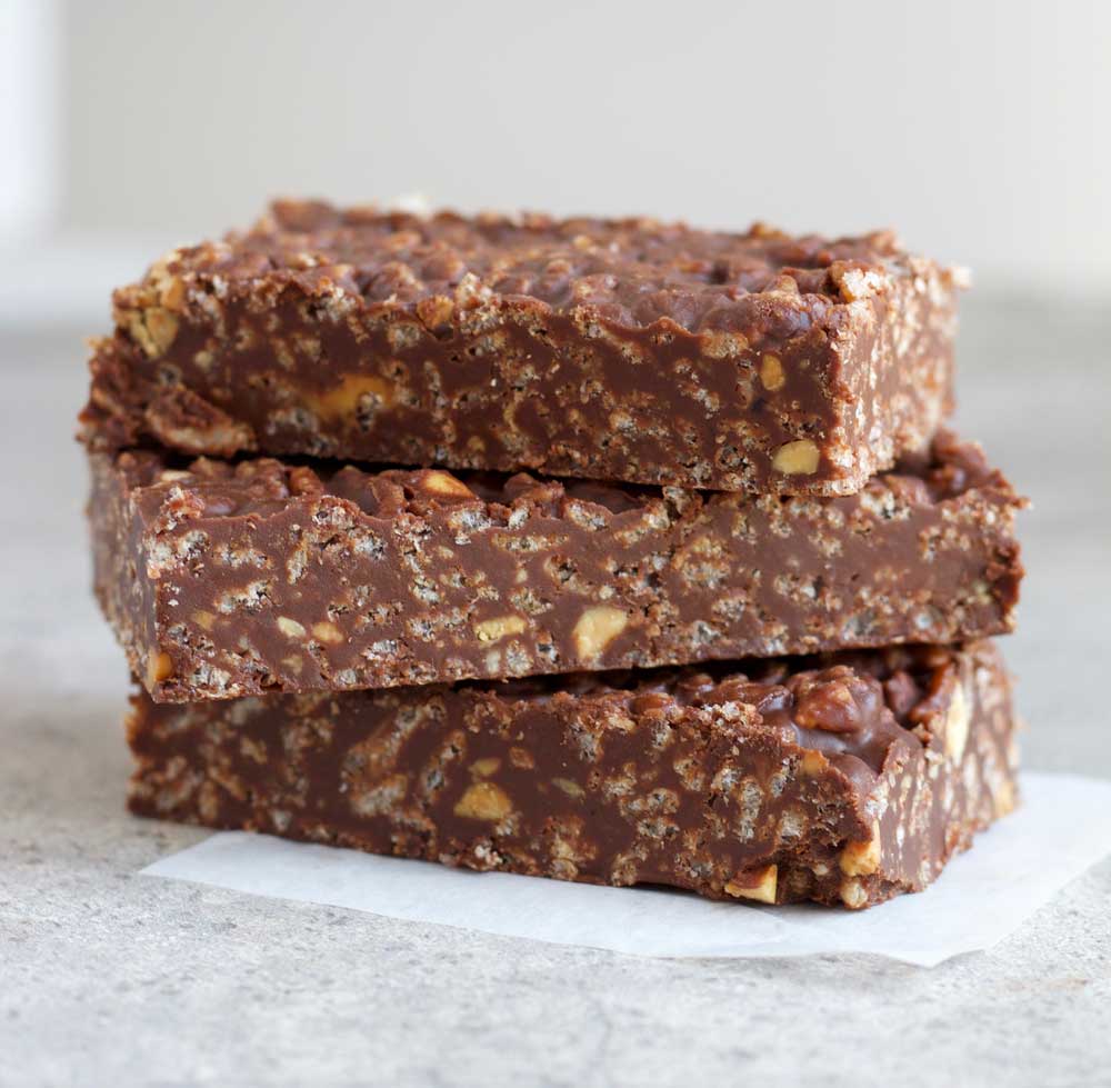 These delicious vegan Chocolate crunch bars are chewy, crunchy, and sweet!