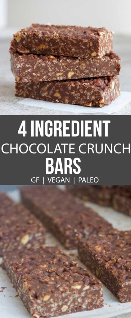 Delicious no-bake vegan chocolate crunch bars are the perfect solution when you need a chocolate fix! Vegan, gluten-free, and dairy-free chocolate crunch bars.