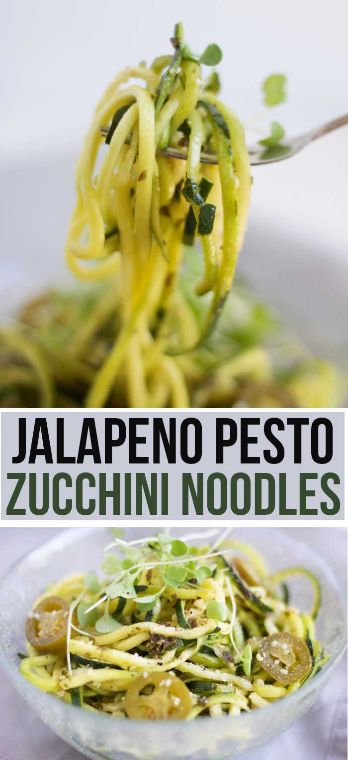 Jalapeno Pesto Zucchini Noodles - Nikki's Plate