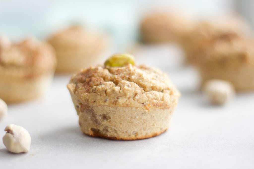 these protein-packed pistachio mini muffins are a healthy, filling breakfast that you can make ahead of time
