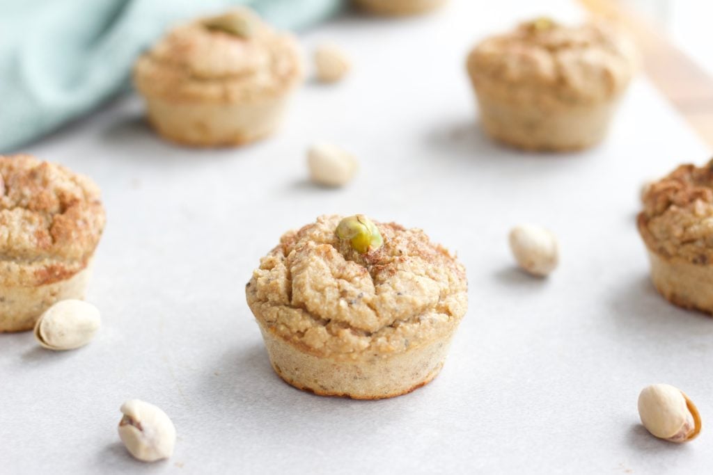 These pistachio protein muffins are vegan and gluten-free, for a healthy and satisfying breakfast