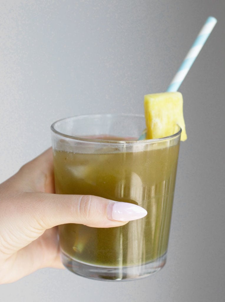 This refreshing pineapple matcha punch is a healthy sweet drink to enjoy on hot summer days