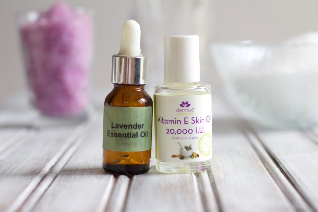 Lavender essential oil and vitamin E drops make these lavender epsom salts soothing and refreshing.