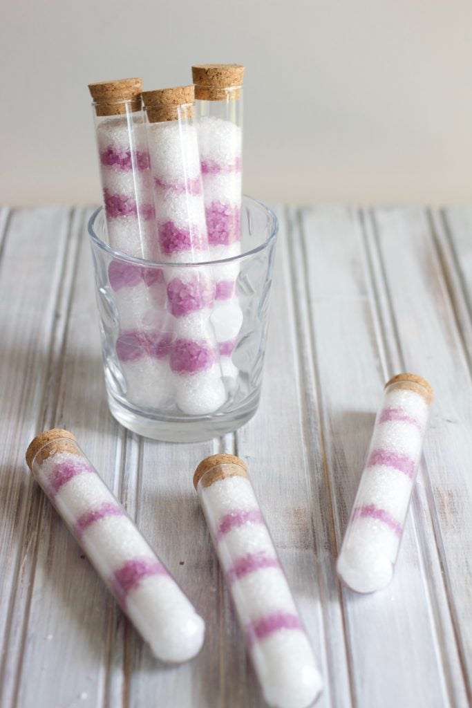 Make these gorgeous layered lavender epsom salts to have on-hand for your next spa day.