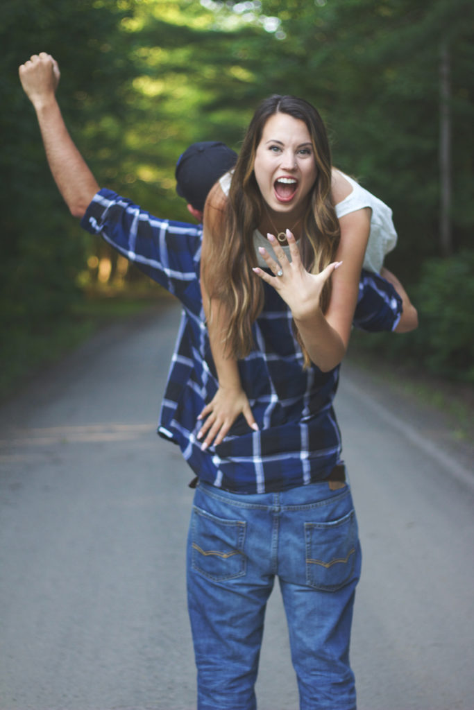 Engagement Photo Shoot - Greenery, outdoor, blue plaid, white dress, brunette, mystica, boho chic, save the dates