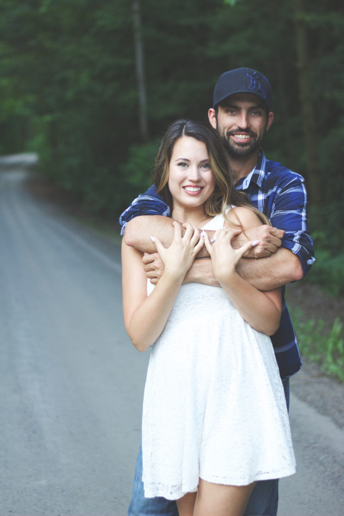 Engagement Photo Shoot - Greenery, outdoor, blue plaid, white dress, brunette, mystica, boho chic, save the dates