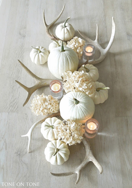 Fall Favourites: Cute White fall pumpkin center piece 