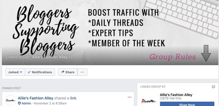 Bloggers Supporting Bloggers is a Facebook group that posts daily threads and tips that help boost your blog traffic