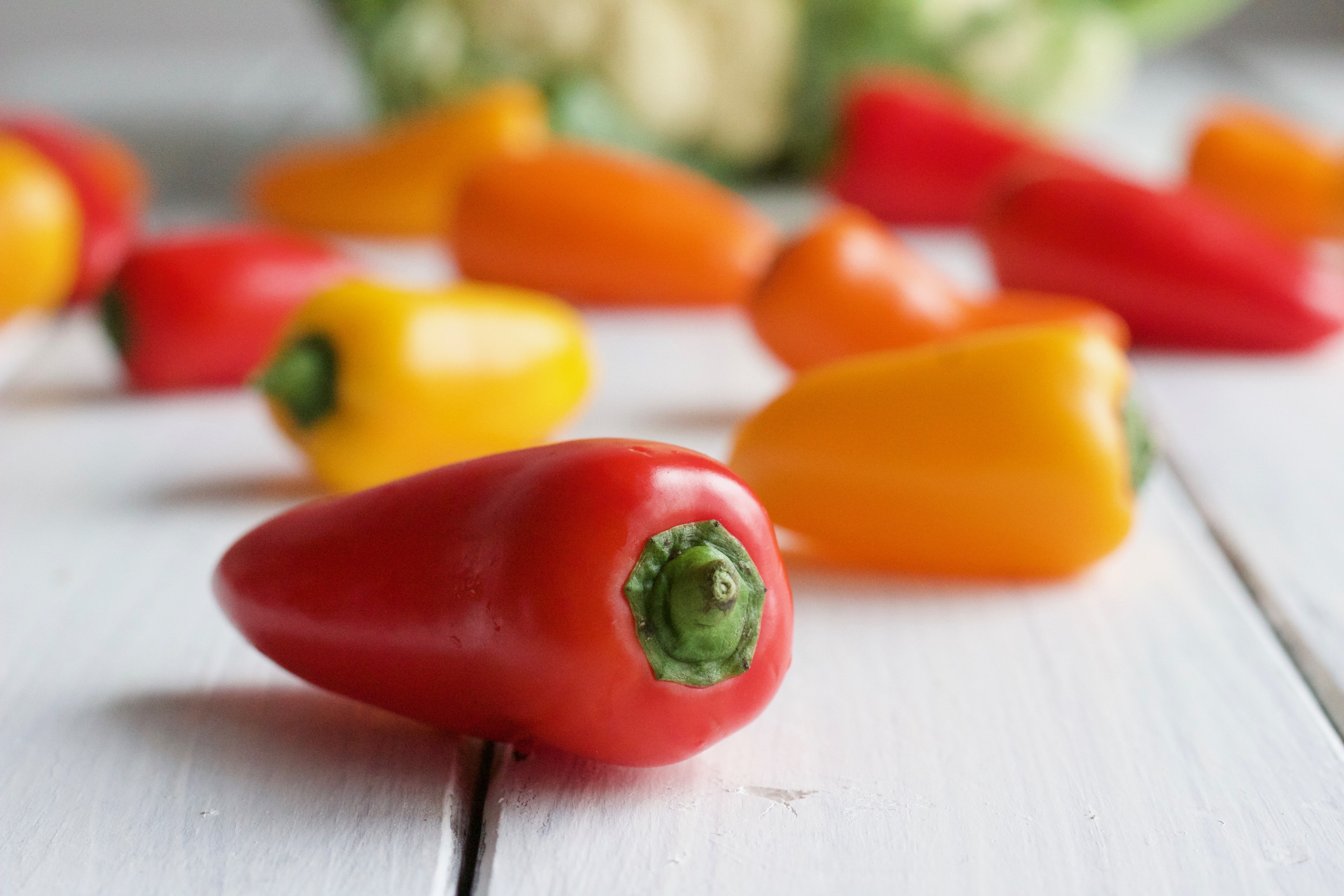 close up photo of a red Tribelli Pepper for this creamy cauliflower bake recipe