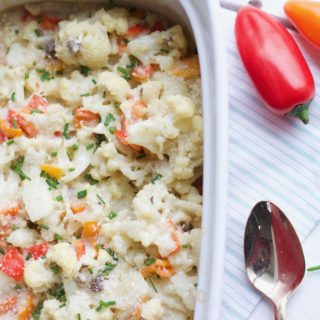 Creamy Cauliflower Bake with Tribelli Peppers || Gluten free, dairy free, vegan - Nikki's Plate www.nikkisplate.com