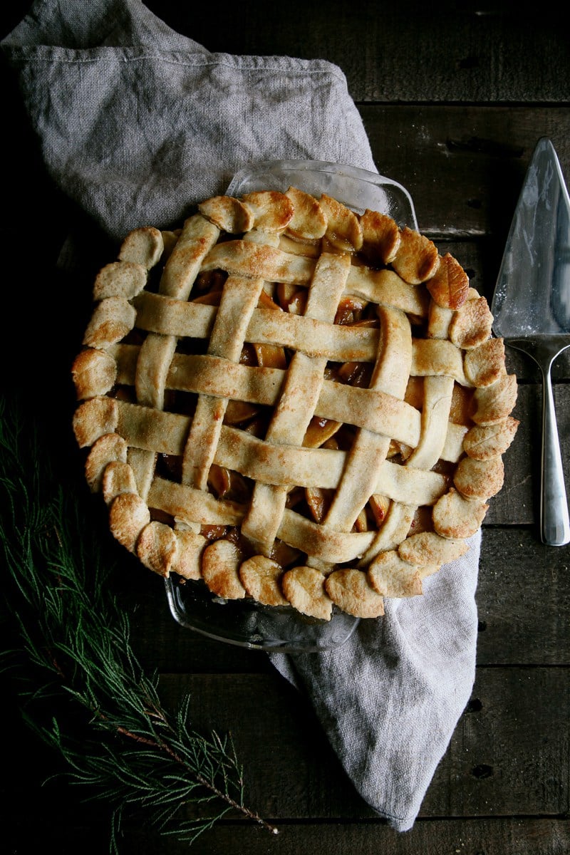 This salted caramel apple pie is made completely vegan, with a flaky crust and rich, sweet salted caramel apple filling