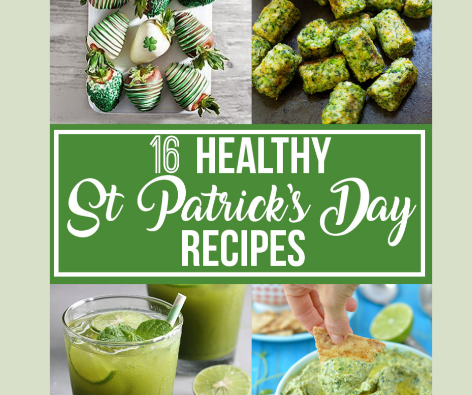 16 St Patrick’s Day healthy recipes for your upcoming st pattys day party! Green, shamrock, lucky, and leprechaun inspired recipes! Appetizers, dips, desserts and more.