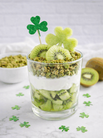 This healthy St Patrick’s Day breakfast parfait is a fresh and festive way to start the day. Layered with creamy yogurt, naturally green fruit, and crunchy granola, it’s a nourishing breakfast that feels fun and colorful while still being wholesome and satisfying.