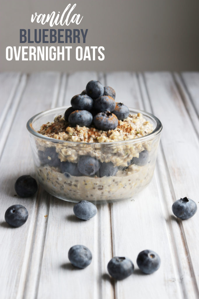 Vanilla Blueberry Overnight Oats; an easy and healthy breakfast with a sweet vanilla delicious taste. Vegan, Gluten Free, Dairy Free, Naturally Sweetened. || Nikki's Plate www.nikkisplate.com