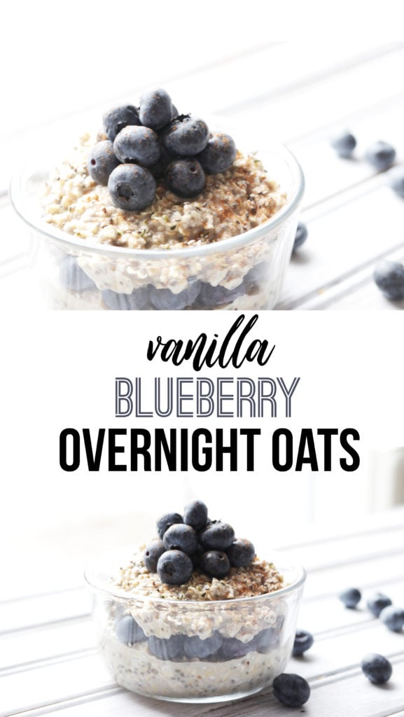 Vanilla Blueberry Overnight Oats; an easy and healthy breakfast with a sweet vanilla delicious taste. Vegan, Gluten Free, Dairy Free, Naturally Sweetened. || Nikki's Plate www.nikkisplate.com