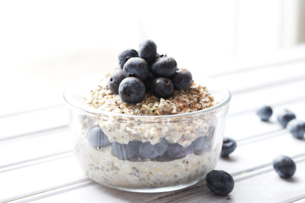 These creamy vanilla blueberry overnight oats are a quick and healthy breakfast for busy mornings