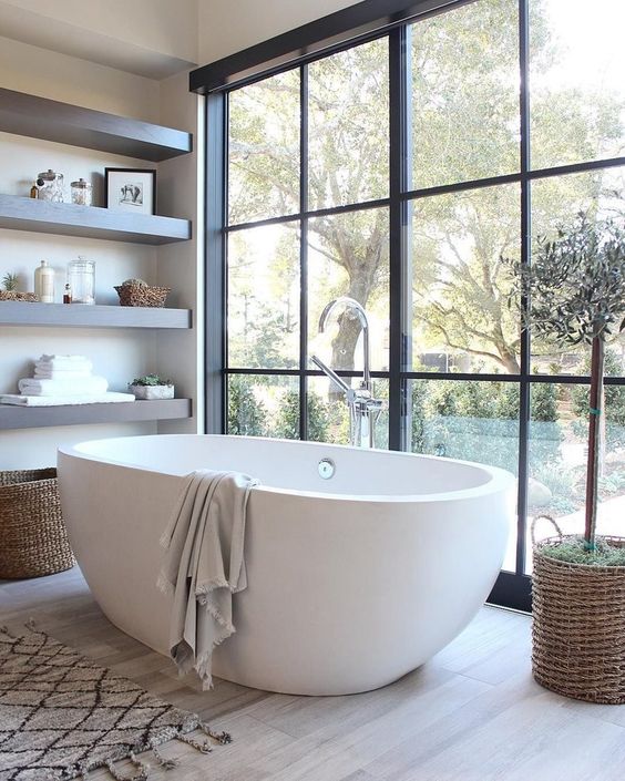 When you're experiencing a creative block for interior design, spend time looking for images that inspire you, like this relaxing , modern decor bathroom.