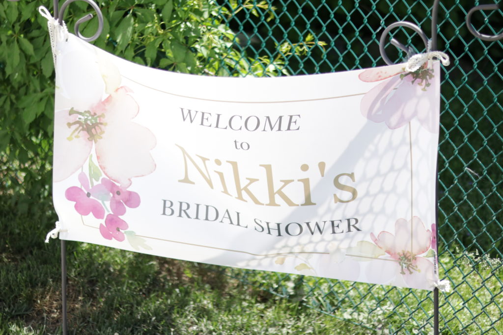 This canvas sign from VistaPrint welcomed guests to Nikki's outdoor bridal shower