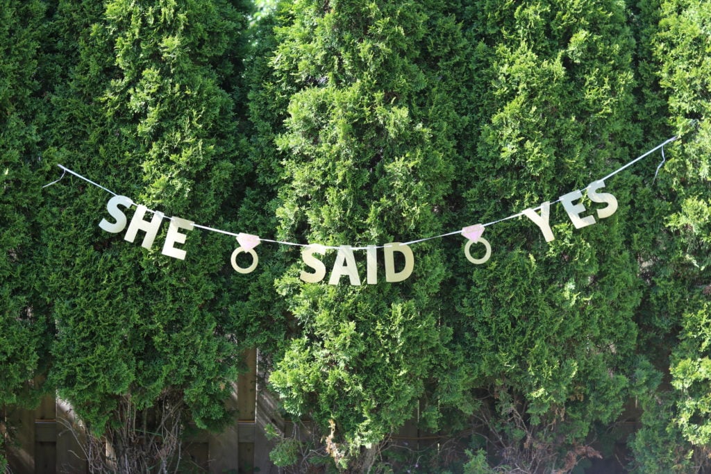 We found this great She Said Yes banner to use as decor for my outdoor bridal shower