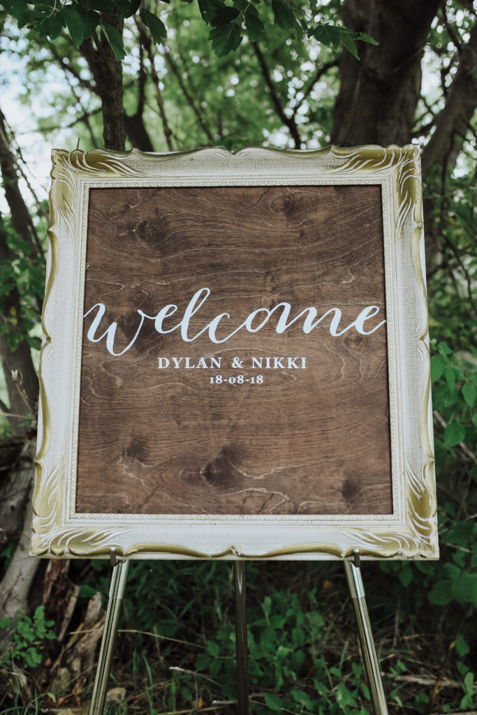 My Wedding Decor; Our outdoor wedding decor, greenery, ivory and blush florals, gold accents, rustic woods and a large barn! Rustic chic wedding reception outside! - www.nikkisplate.com