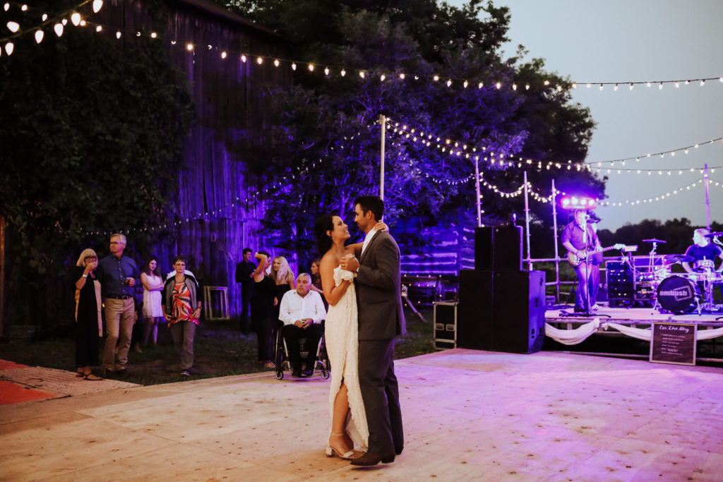 My Wedding Decor; Our outdoor wedding decor, greenery, ivory and blush florals, gold accents, rustic woods and a large barn! Rustic chic wedding reception outside! - www.nikkisplate.com