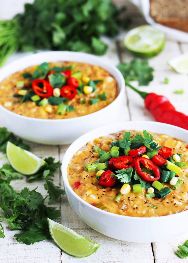 15 Creamy Vegan Soup Recipes; This creamy corn chowder is packed with vegetables and flavor