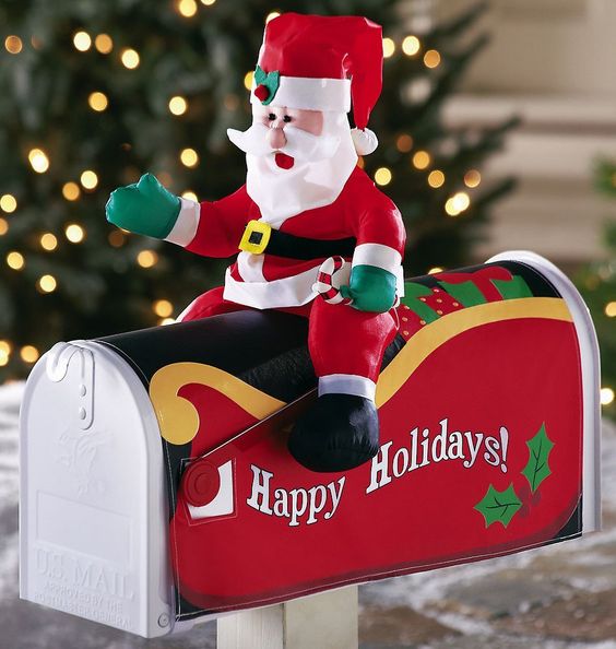 This Christmas mailbox is one easy decoration with a festive Santa figurine sitting right on top