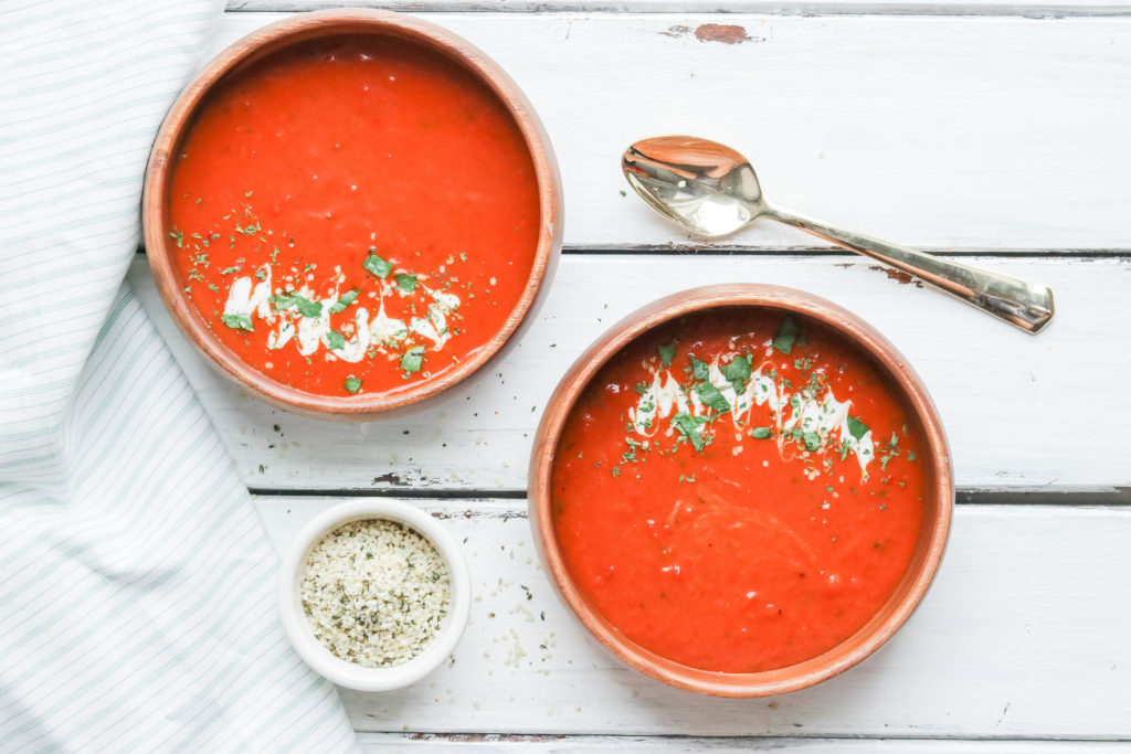 Fire Roasted Sweet Potato and Tomato Soup; Creamy, warm pureed soup to comfort your soul! {vegan, gluten free, dairy free, refined sugar free}