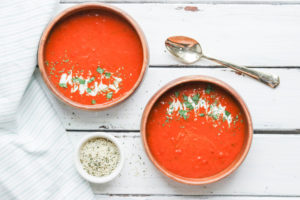 Vegan Fire Roasted Sweet Potato and Tomato Soup - Nikki's Plate